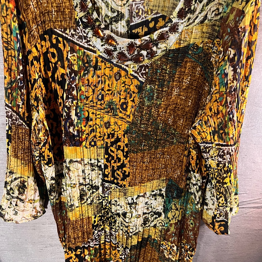 Avenue Multicolor Patchwork Blouse With Rhineston… - image 7